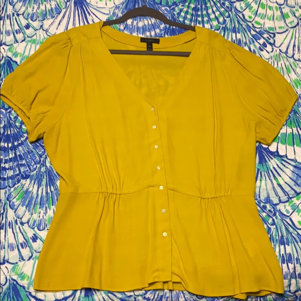 Jcrew 16tall mustard peplum shirt